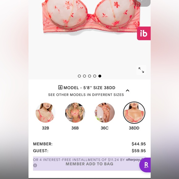 SAVAGE X FENTY HOT PINK FRESH CUT FOILED SPRIGS EMBROIDERED UNLINED BRA 40DDD - Picture 7 of 7